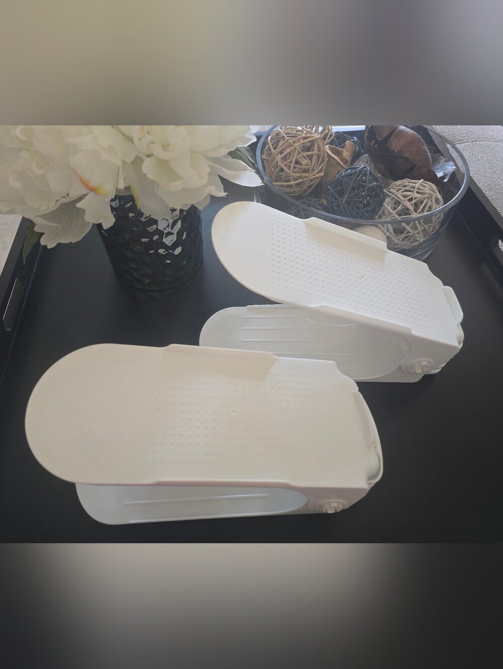 Set Of 15 White Adjustable Shoe Organizers
